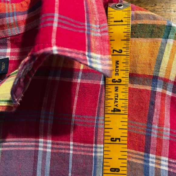 Men's POLO - Ralph Lauren - Bright Multi Colored Plaid Linen L. S. Shirt - L - Picture 7 of 12